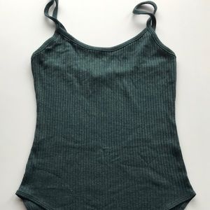 Ribbed dark teal bodysuit